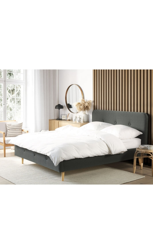 Cama tapizada en gris 180/200
