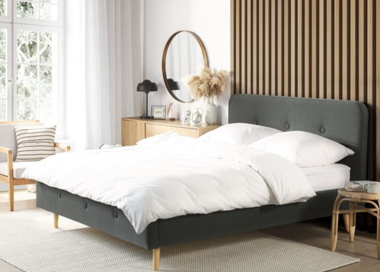 Cama tapizada gris 180 x 200 cm