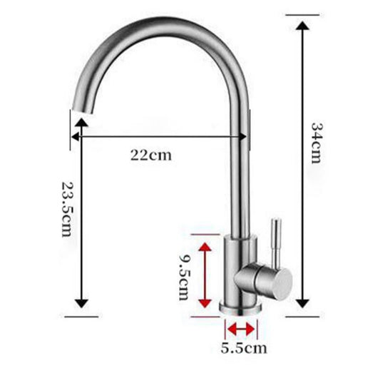 Grifo de cocina satinado curvo