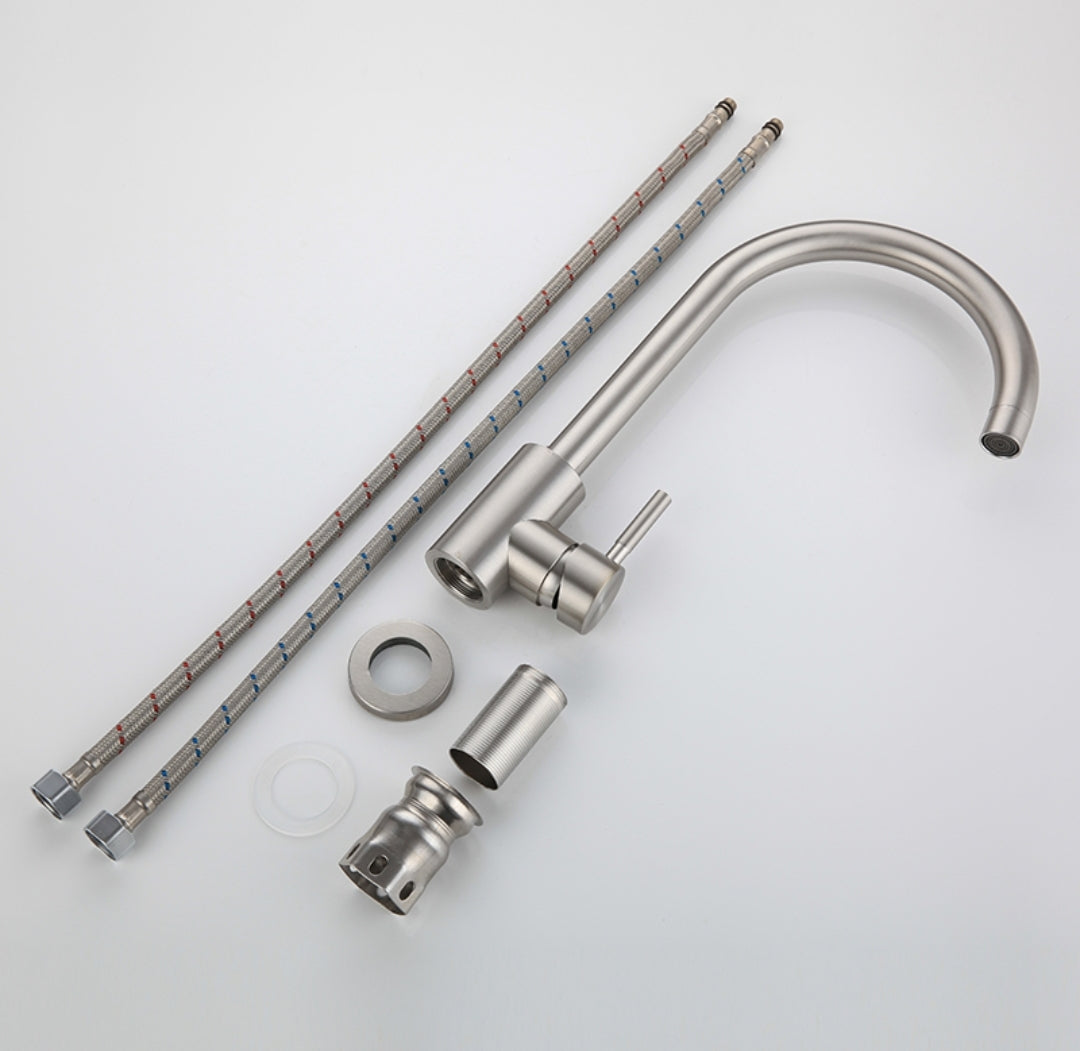 Grifo de cocina satinado curvo