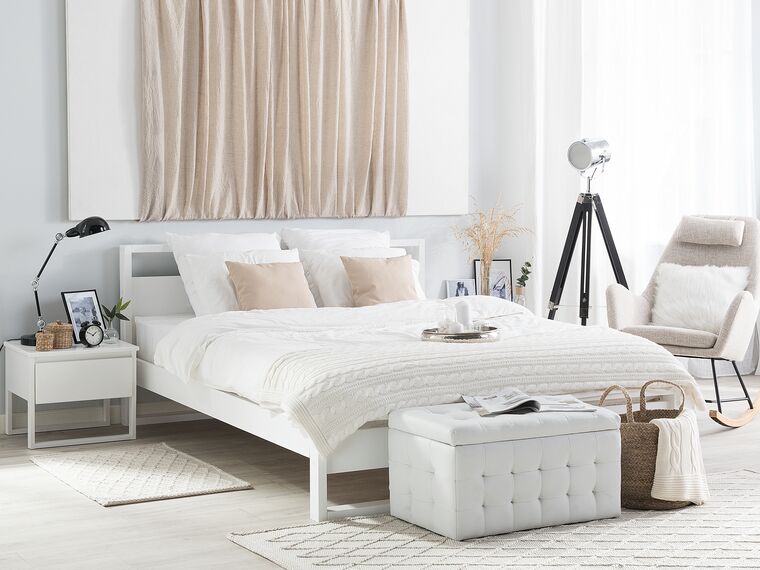 Cama con somier de madera pino blanca 180/200