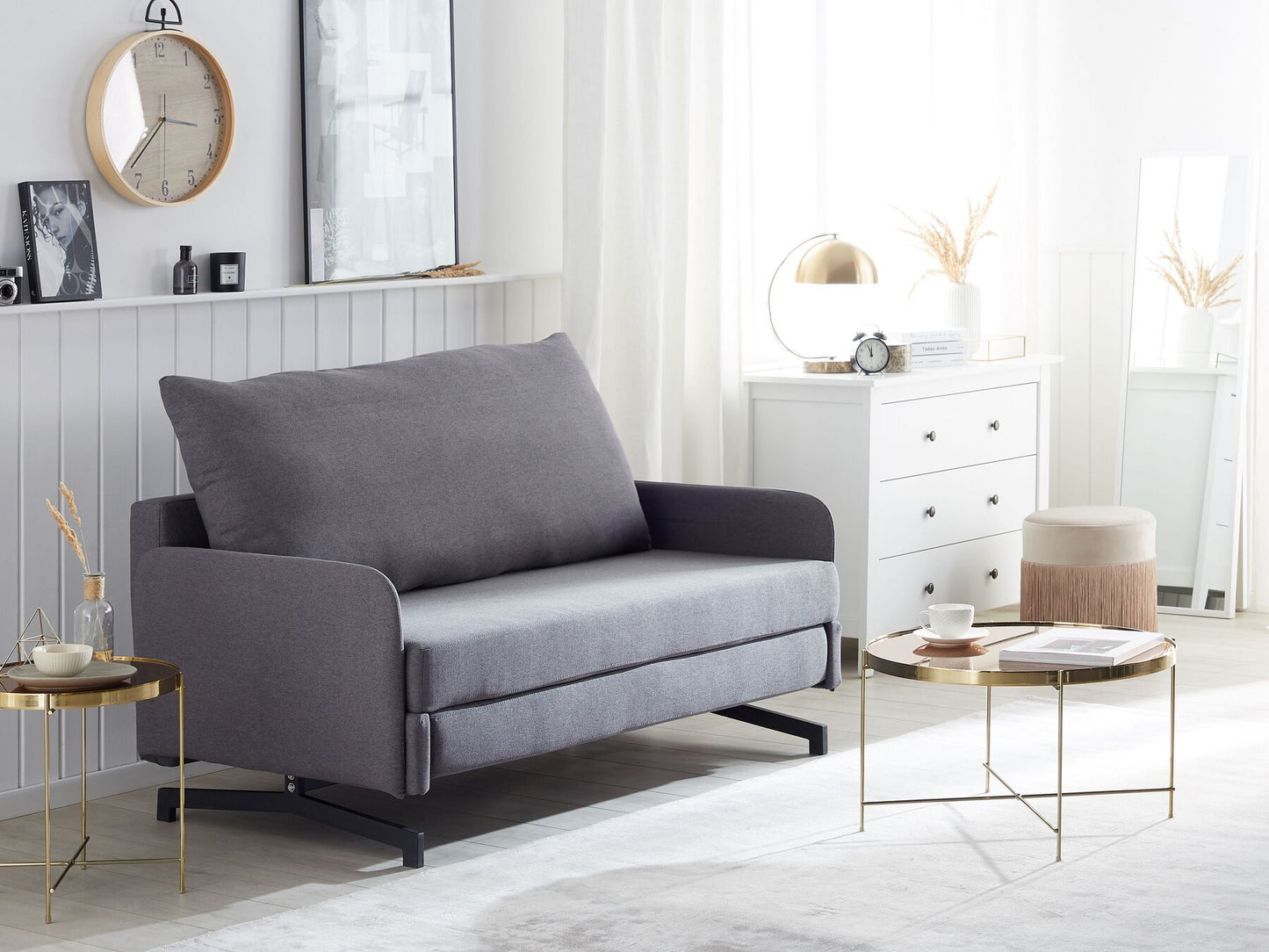 Sofá cama 2 plazas tapizado gris