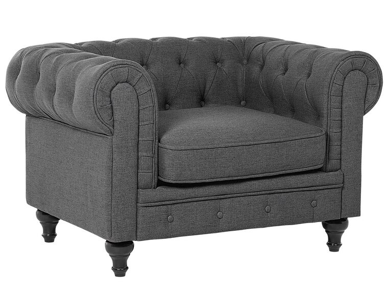 Sillón tapizado color gris CHESTERFIELD