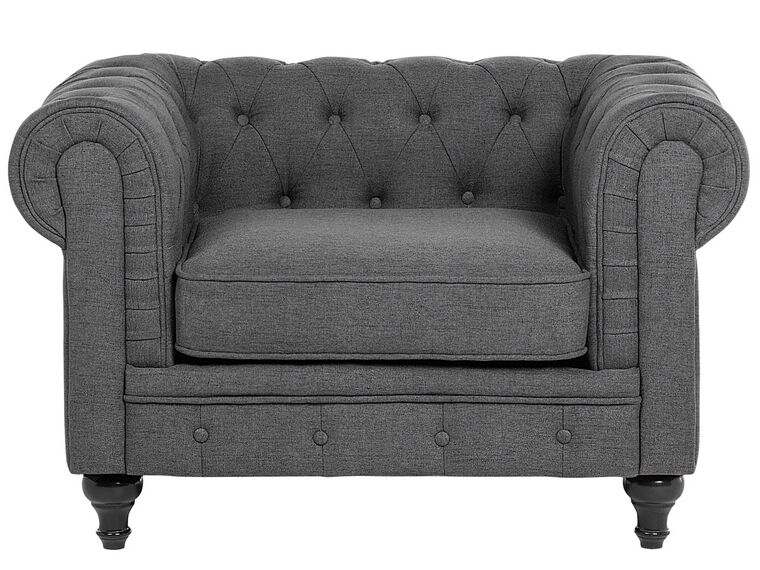 Sillón tapizado color gris CHESTERFIELD