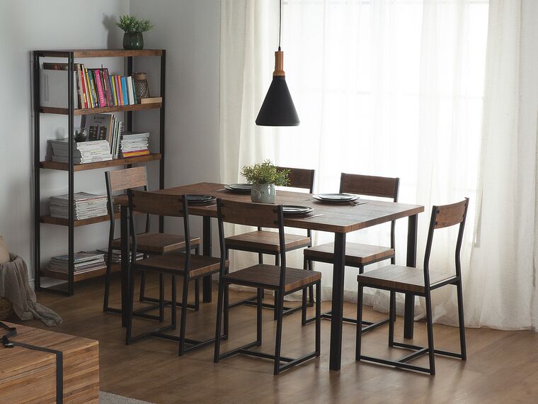 Mesa de comedor negro/madera oscura 150 x 90 cm