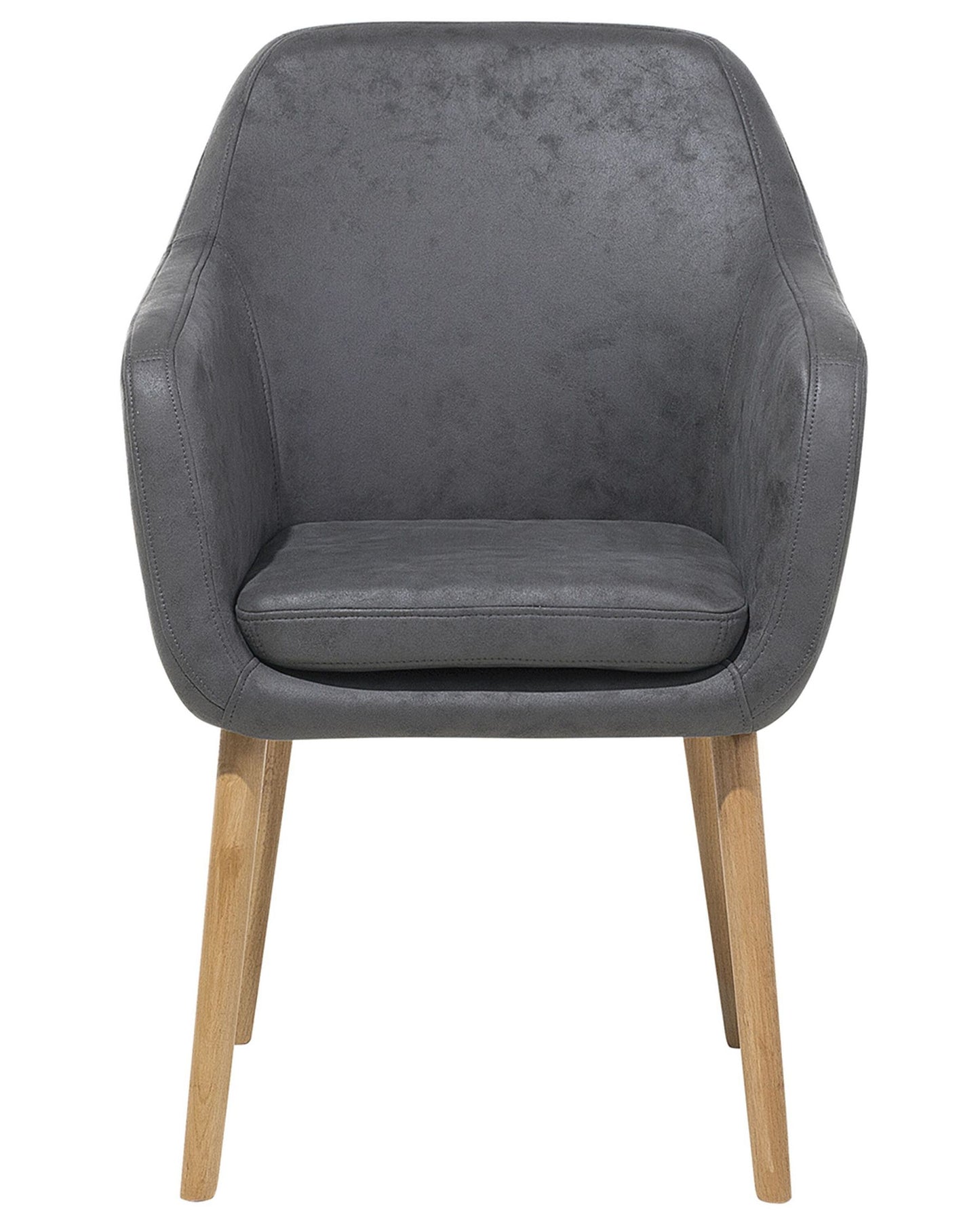 Silla de comedor de piel sintética gris/madera clara