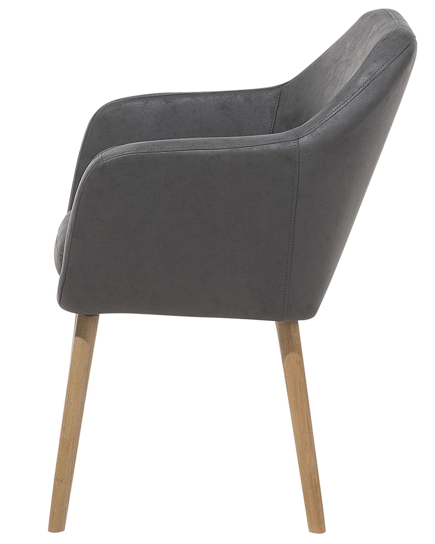 Silla de comedor de piel sintética gris/madera clara