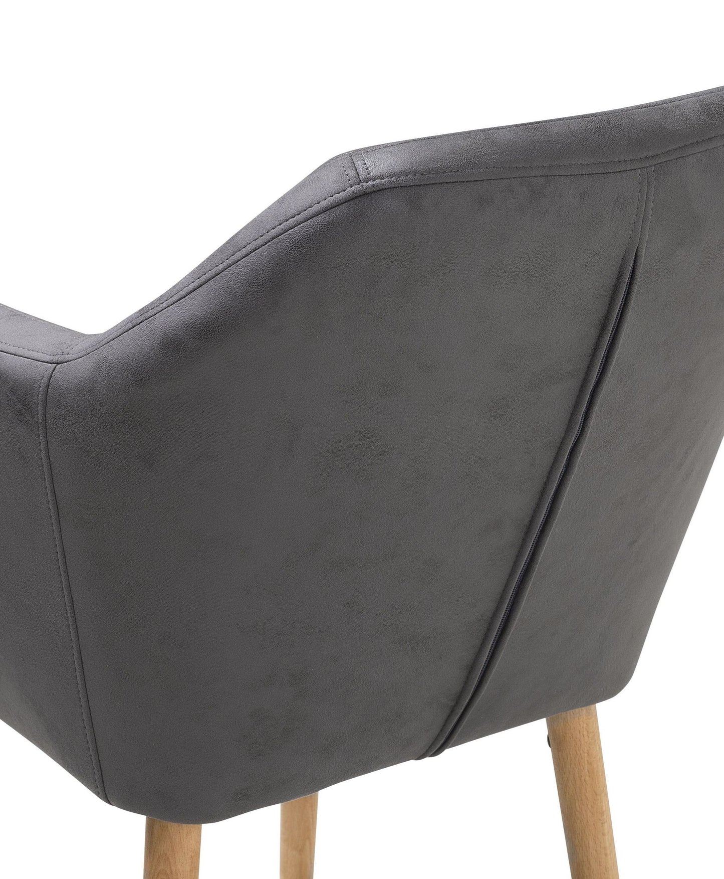 Silla de comedor de piel sintética gris/madera clara