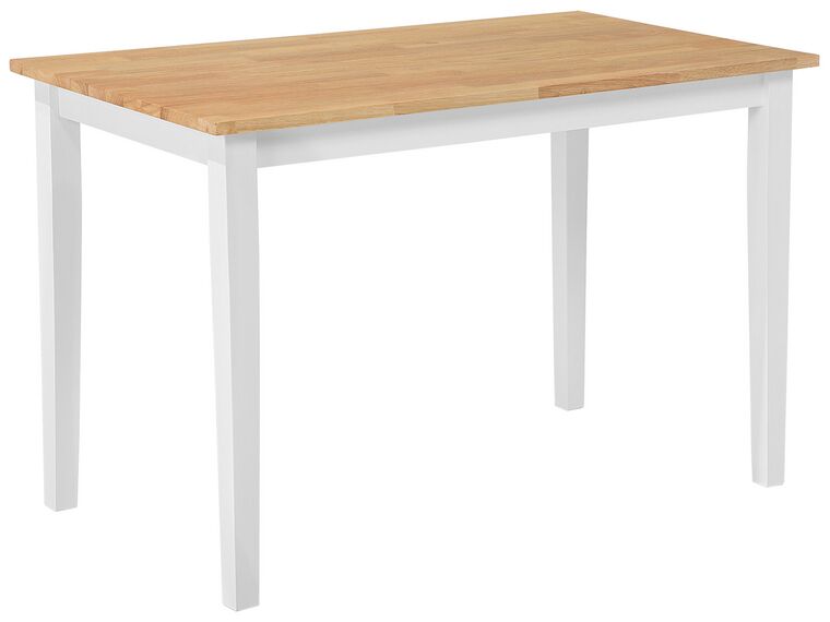 Mesa de comedor de madera de caucho clara/blanco 114 x 68 cm