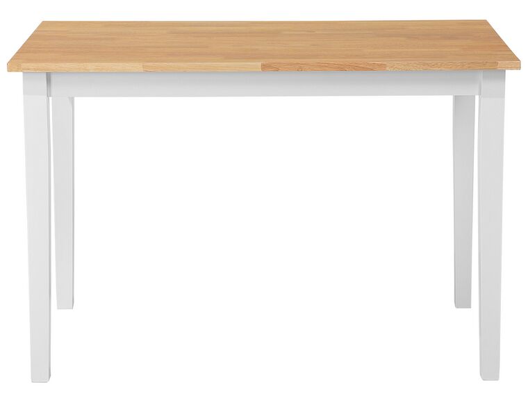 Mesa de comedor de madera de caucho clara/blanco 114 x 68 cm