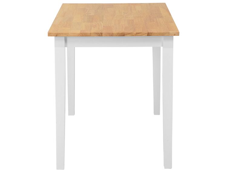 Mesa de comedor de madera de caucho clara/blanco 114 x 68 cm
