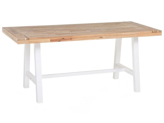 Mesa de comedor de madera de acacia clara/blanco
