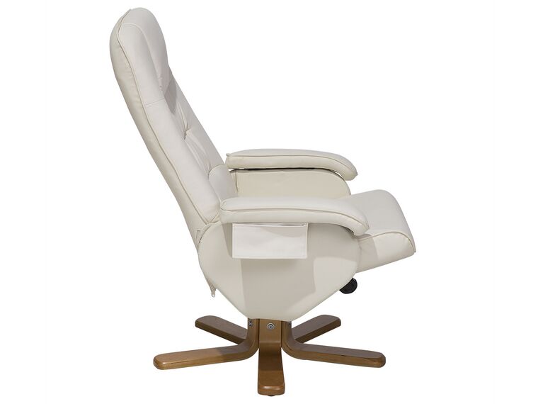 Sillón de masaje de piel sintética beige crema