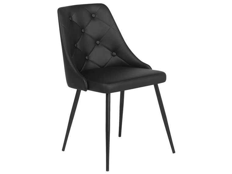 Conjunto de 2 sillas de comedor de piel sintética negra