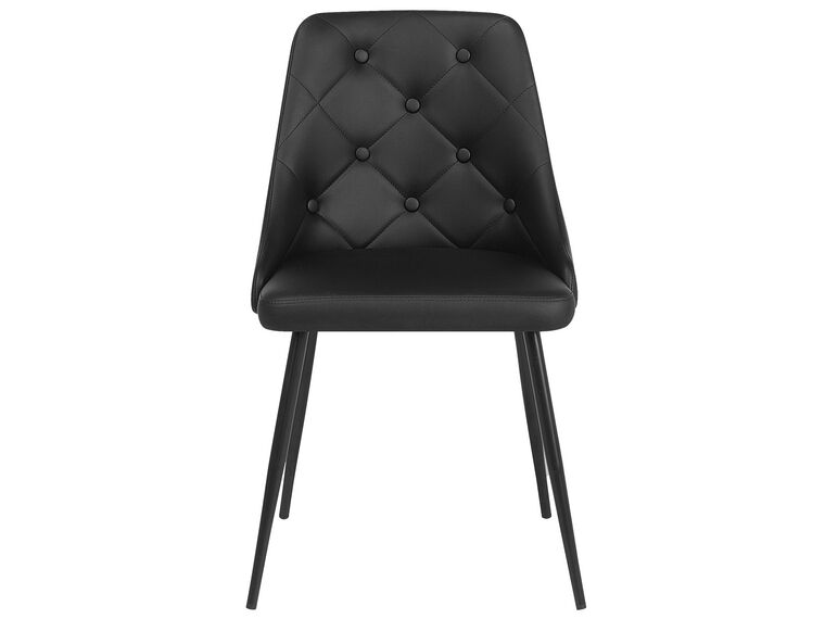 Conjunto de 2 sillas de comedor de piel sintética negra