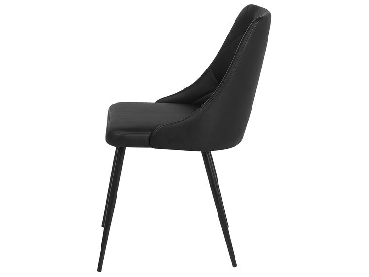 Conjunto de 2 sillas de comedor de piel sintética negra