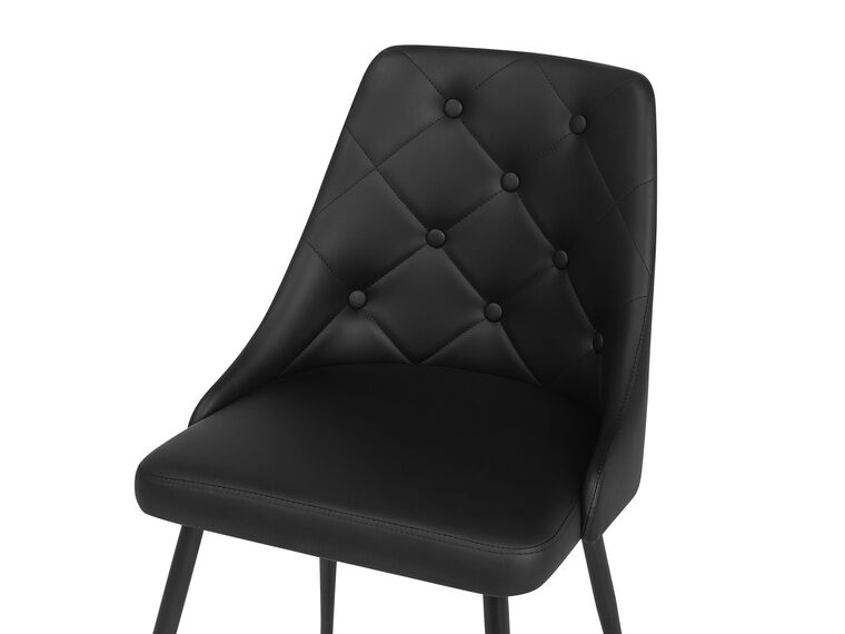 Conjunto de 2 sillas de comedor de piel sintética negra