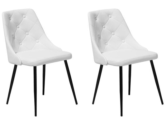Conjunto de 2 sillas de comedor de piel sintética blanca