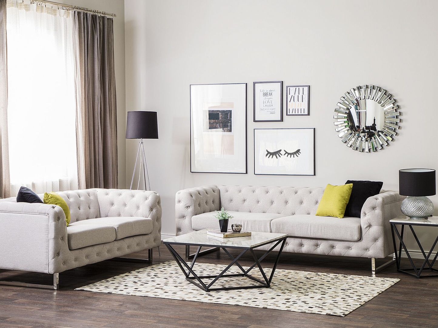 Mesa de centro MDF Efecto mármol Beige