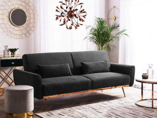 Sofá cama de 3 plazas Terciopelo Negro