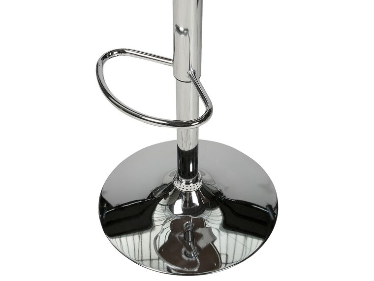 Silla de bar de piel sintética blanco/madera oscura/plateado