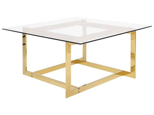 Mesa de centro de vidrio transparente/dorado