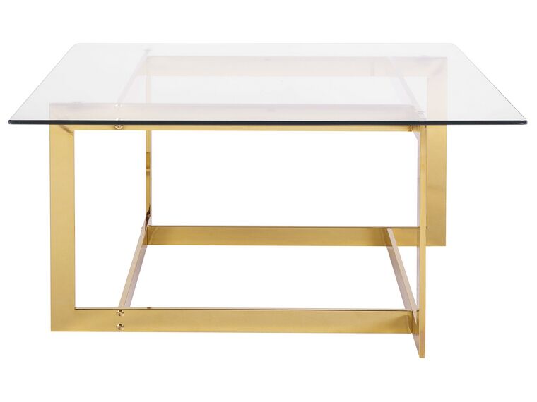 Mesa de centro de vidrio transparente/dorado