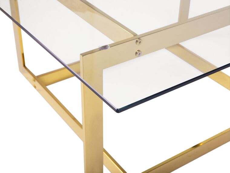 Mesa de centro de vidrio transparente/dorado