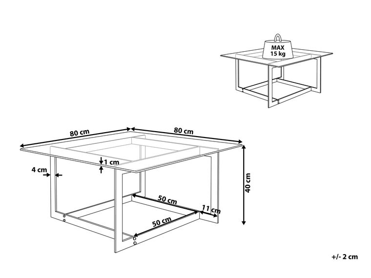 Mesa de centro de vidrio transparente/dorado