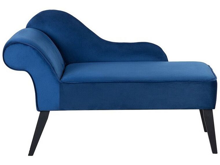 Chaise longue de terciopelo azul izquierdo