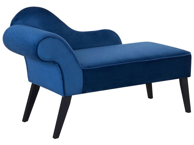 Chaise longue de terciopelo azul izquierdo