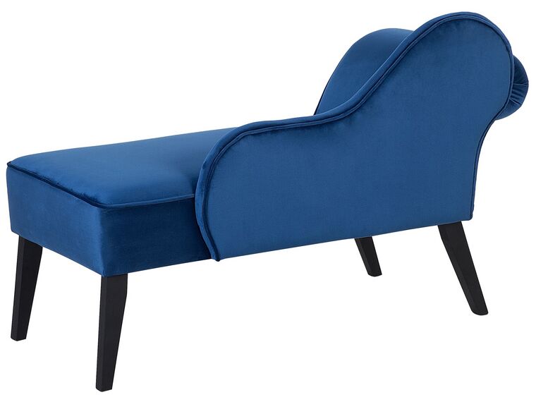 Chaise longue de terciopelo azul izquierdo