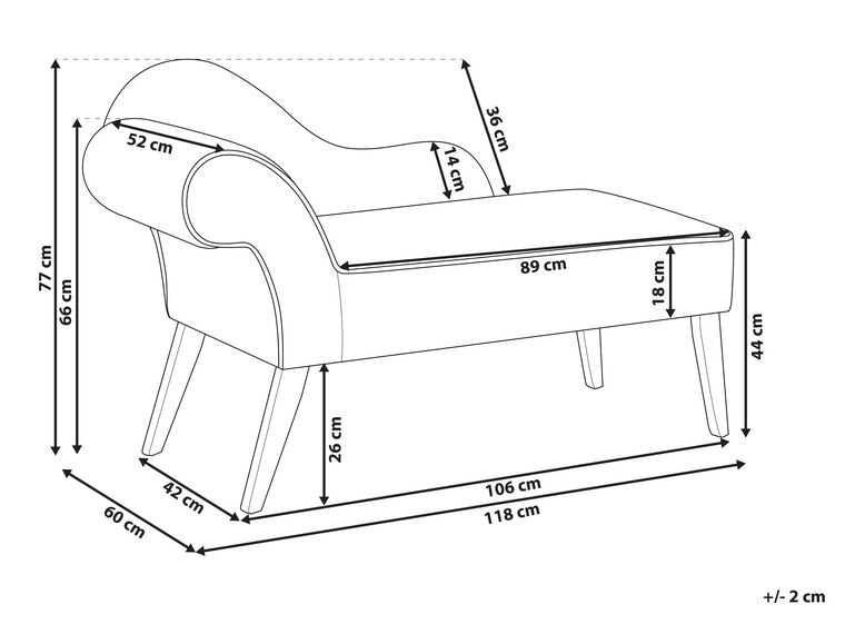 Chaise longue de terciopelo azul izquierdo