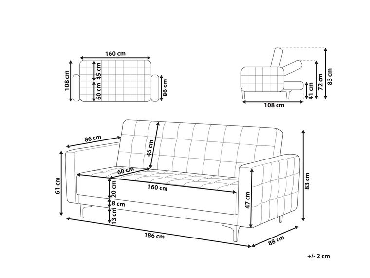 Sofá cama 3 plazas de terciopelo verde azulado/dorado