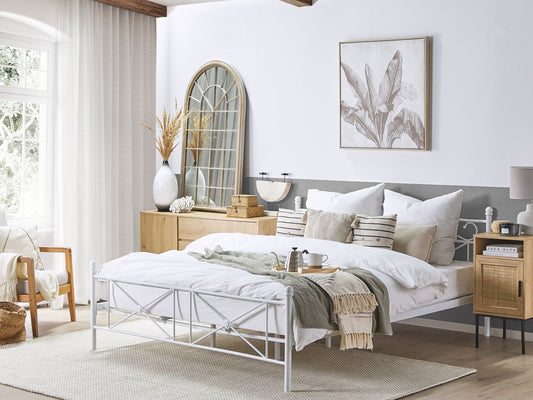 Cama con somier de metal blanco 180 x 200 cm