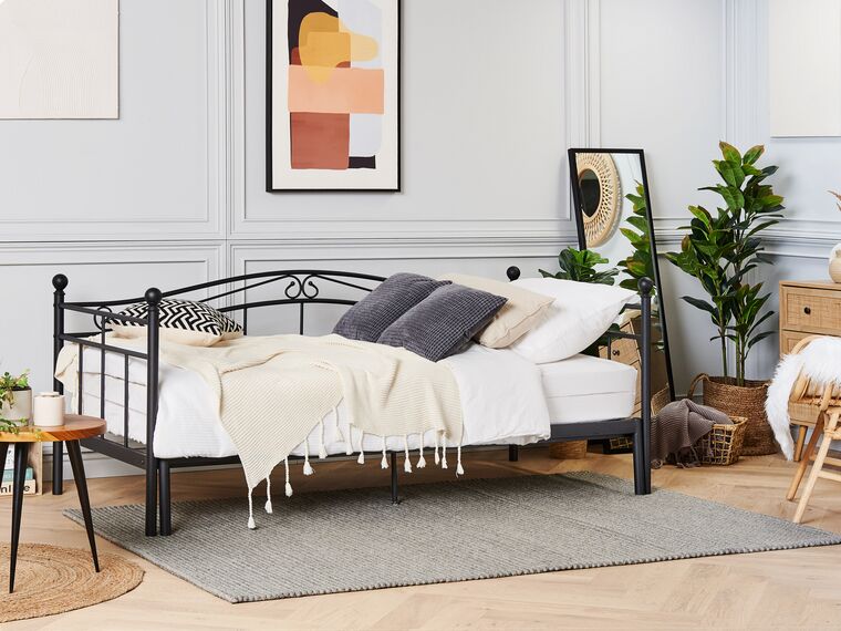 Cama con somier de metal negro 80 . 160 /200