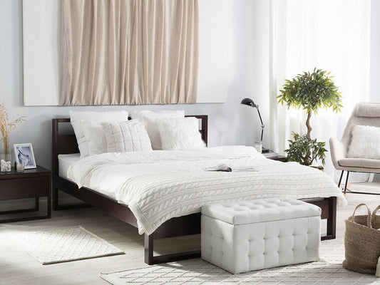 Cama con somier de madera pino oscura 140 x 200 cm