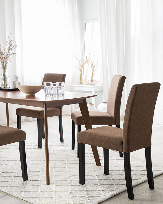 Conjunto de 2 sillas de comedor de poliéster marrón