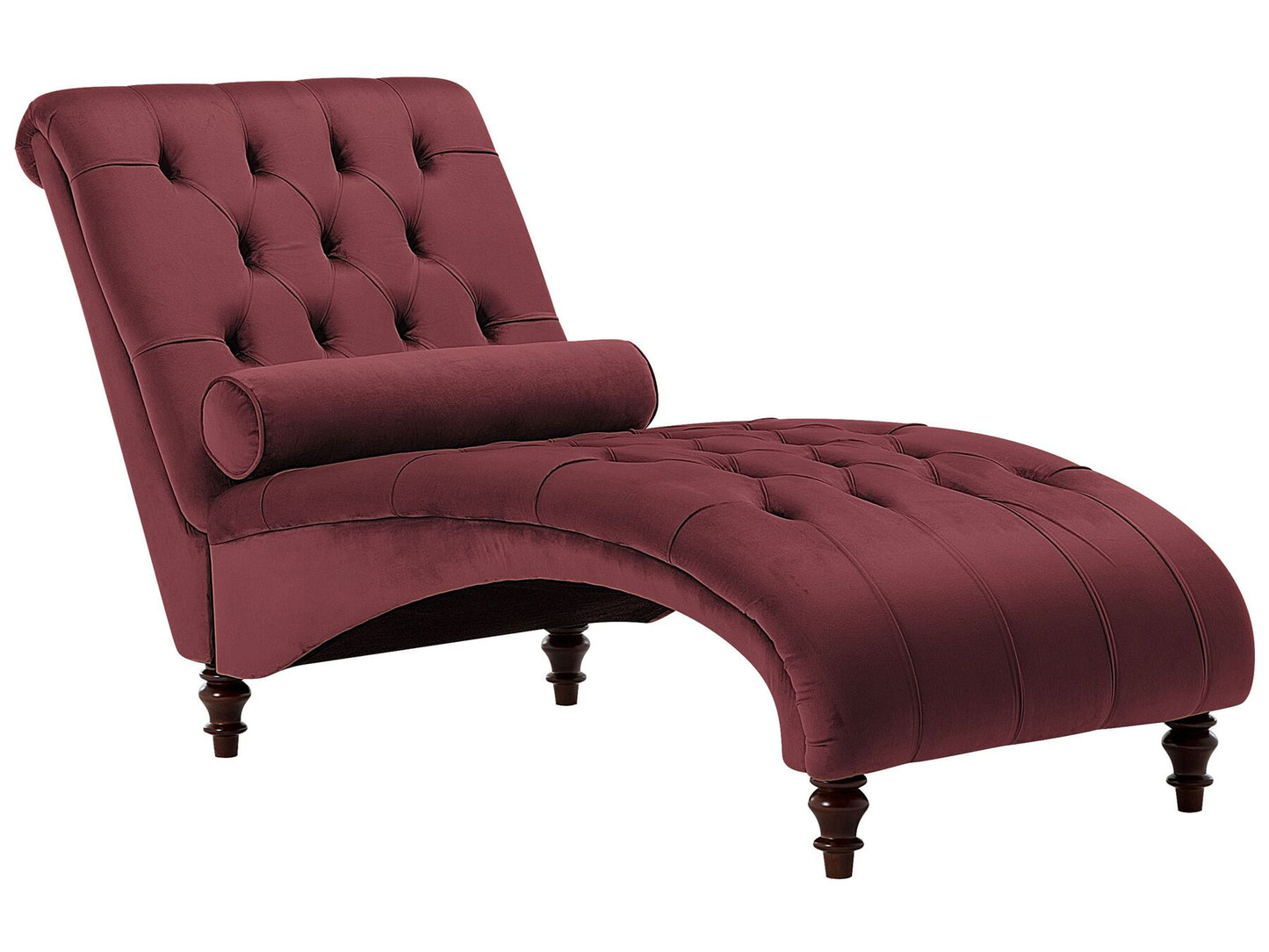 Chaise longue de terciopelo borgoña