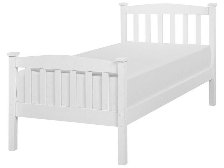 Cama con somier de madera de pino blanca 90