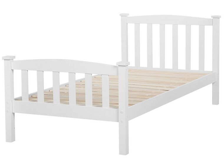 Cama con somier de madera de pino blanca 90