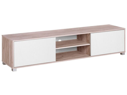Mueble TV madera clara/blanco