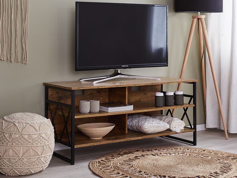 Mueble TV madera oscura/negro