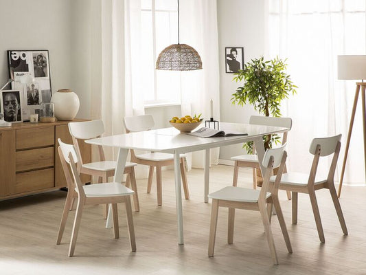 Mesa de comedor extensible blanca 150/195 x 90 cm