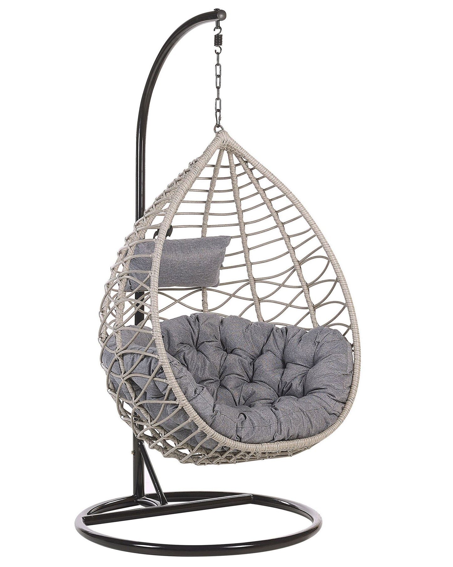 Silla colgante con soporte de ratán gris pardo/negro