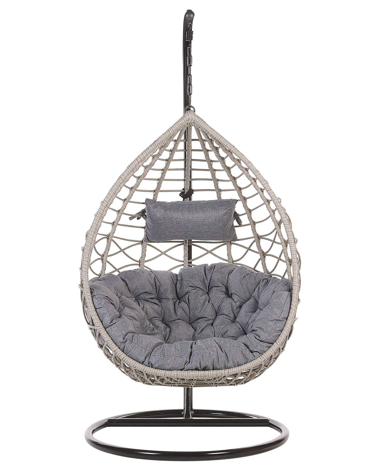 Silla colgante con soporte de ratán gris pardo/negro