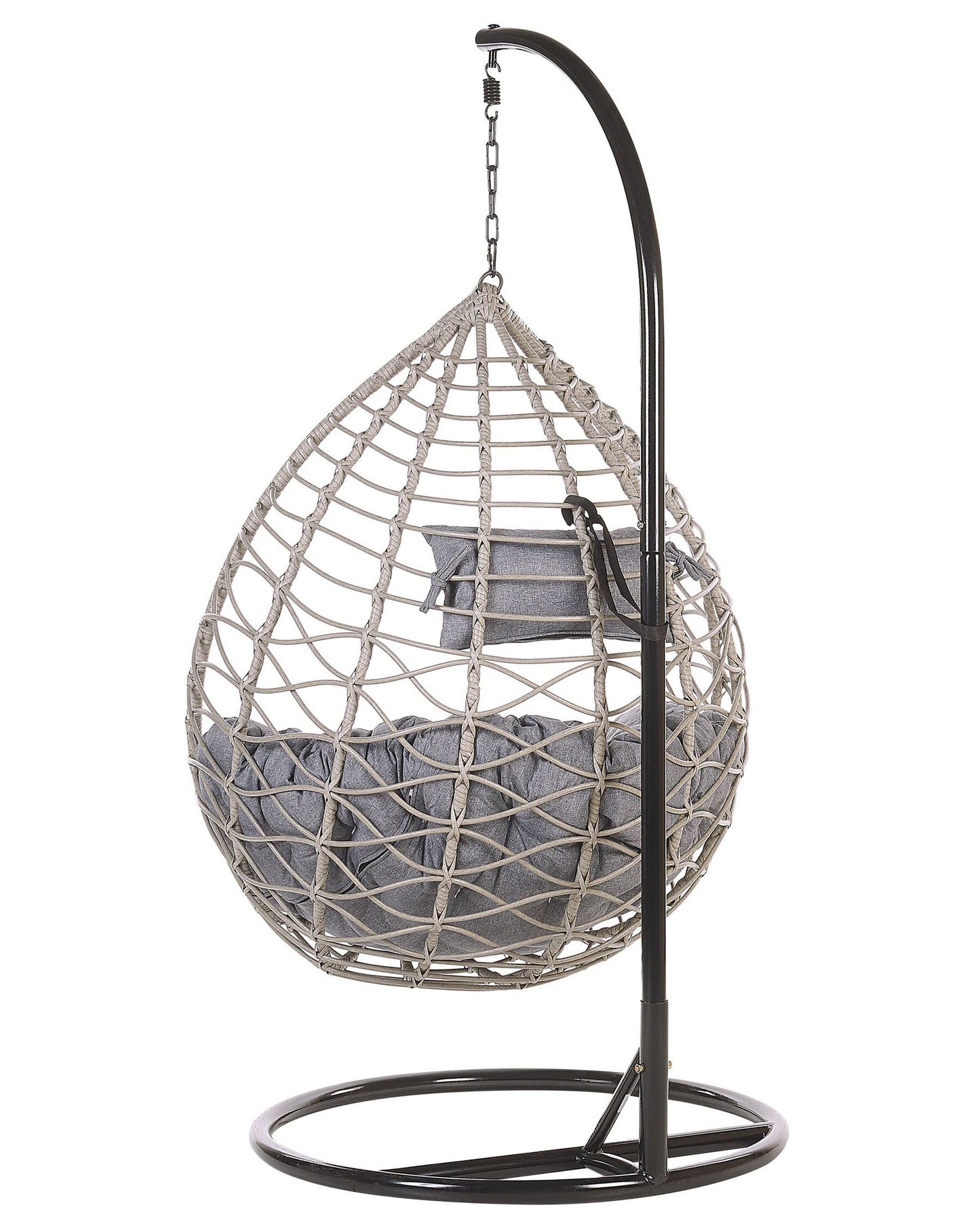 Silla colgante con soporte de ratán gris pardo/negro