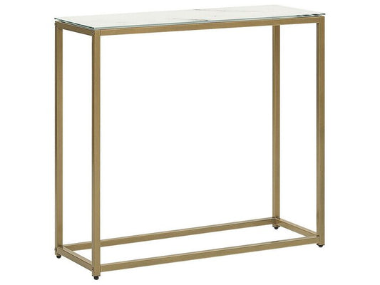 Consola de vidrio templado blanco/dorado