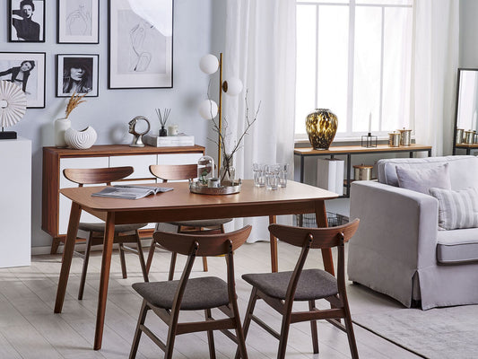 Mesa de comedor madera oscura 150 x 90 cm
