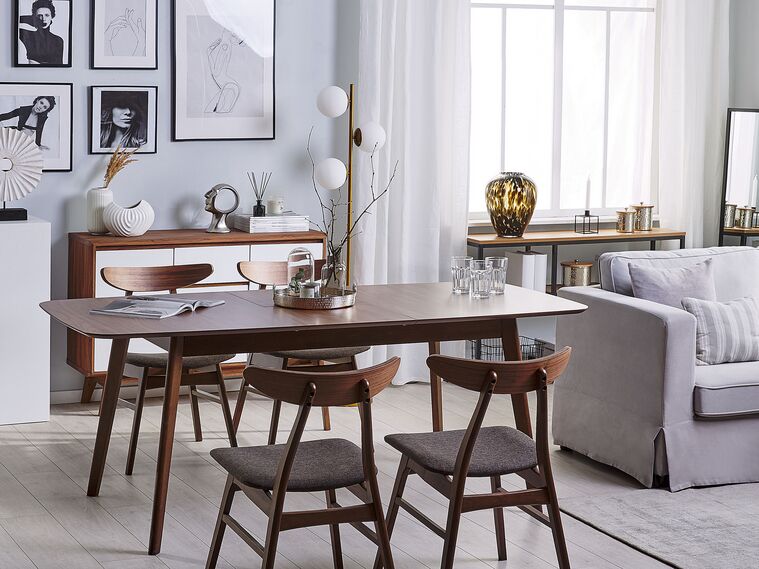 Mesa de comedor extensible madera oscura